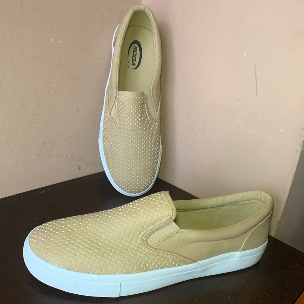Soda NIB Tan Slip On Sneakers